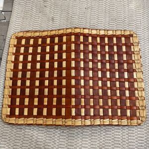 Vintage Woven Bamboo Placemat‎ Natural Brown Checkered Pattern Table Mat
